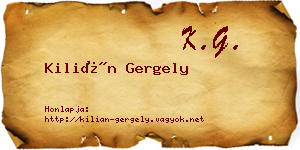 Kilián Gergely névjegykártya