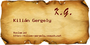 Kilián Gergely névjegykártya